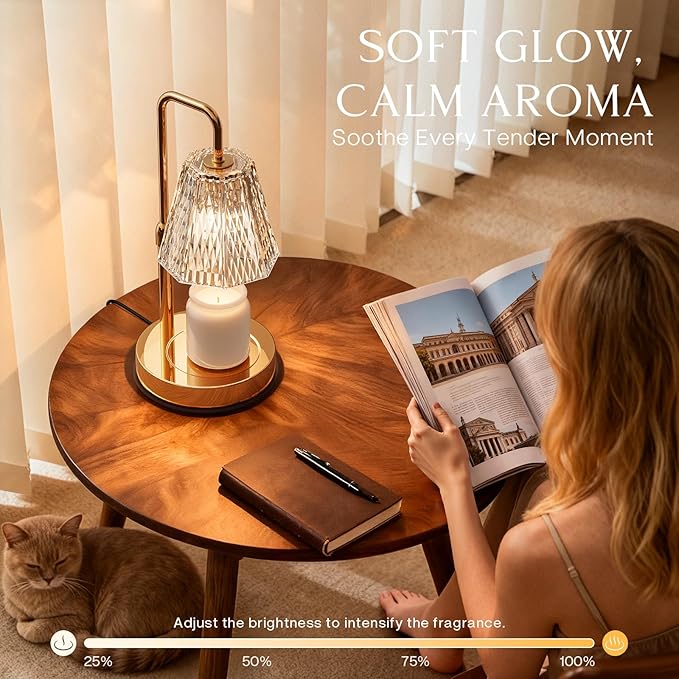 Candle Warmer Lamp with Timer – Dimmable Wax Warmer for Room Decor, Height Adjustable Candle Lamp for Mom Christmas Gifts, Birthday Gifts for Women, House warming Gifts for New Home Decor with 2 Bulbs