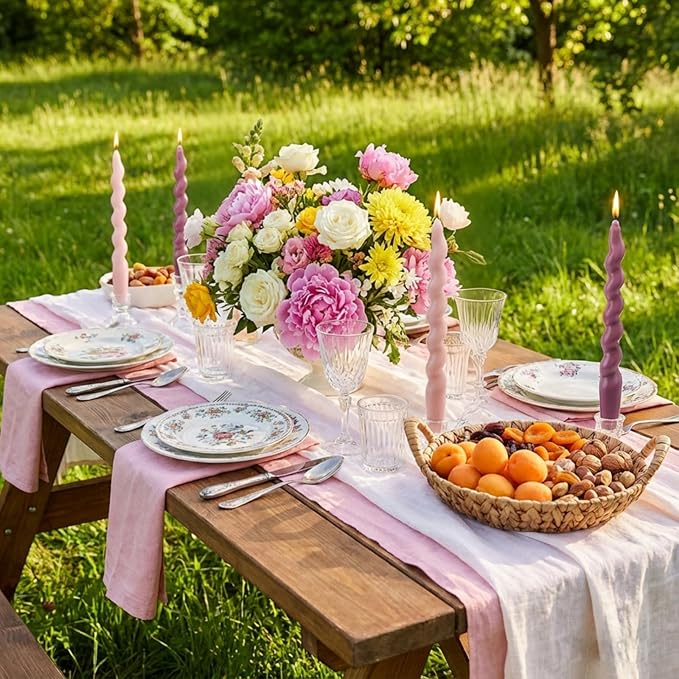 Zhengmy 4 Pcs Dusty Rose Spiral Taper Candle 7 Inch Twisted Long Wax Dinner Candlestick for Valentines Christmas Holiday Thanksgiving Wedding Birthday Baby Shower Table Decor(Solid)