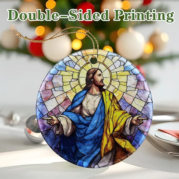 Jesus Christ Ornament: Christmas Ornaments, Religious Christmas Decorations for Tree, Catholic Ornament & Christian Holiday Decor | Religious Gifts, Christian Gifts - Design C