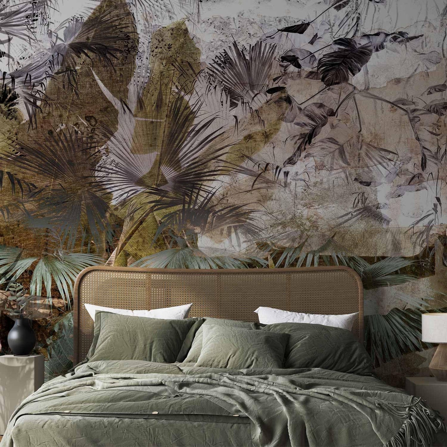 artgeist Wall Mural Tropical Leaves 79x55 in - XXL Non-Woven Wallpaper Fleece Wall Decor Photo Print Picture Image Design Jungle Nature Palm Leaves Like Painted b-C-0789-a-a