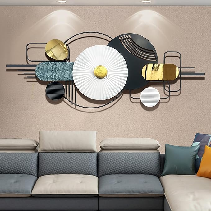 Ironelle Large Metal Wall Art Decor Modern Minimalist Wall Decor Black White Abstract Wall Art for Living Room Bedroom Office Dining Room Bathroom Kitchen Hallway Hanging Wall Sculptures