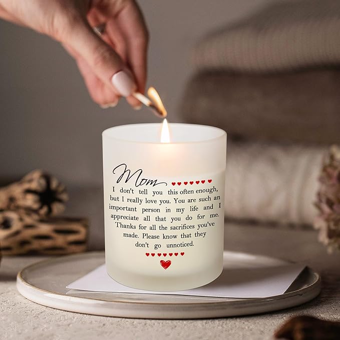 TEEZWONDER Christmas Birthday Gifts for Mom - Long Lasting Vanilla Lavender Candle 10 oz - Mom Gifts from Daughter Son, Mother Gift Ideas, Gift for Mama Mother in Law, Candles for Women