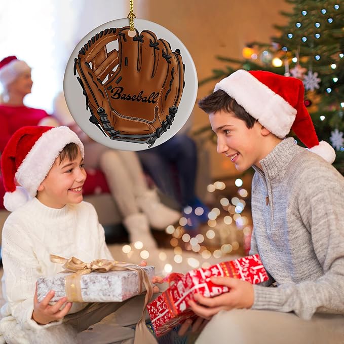Sports Kids Christmas Ornament - Baseball Mitt & Player Gift - Christmas Ornaments