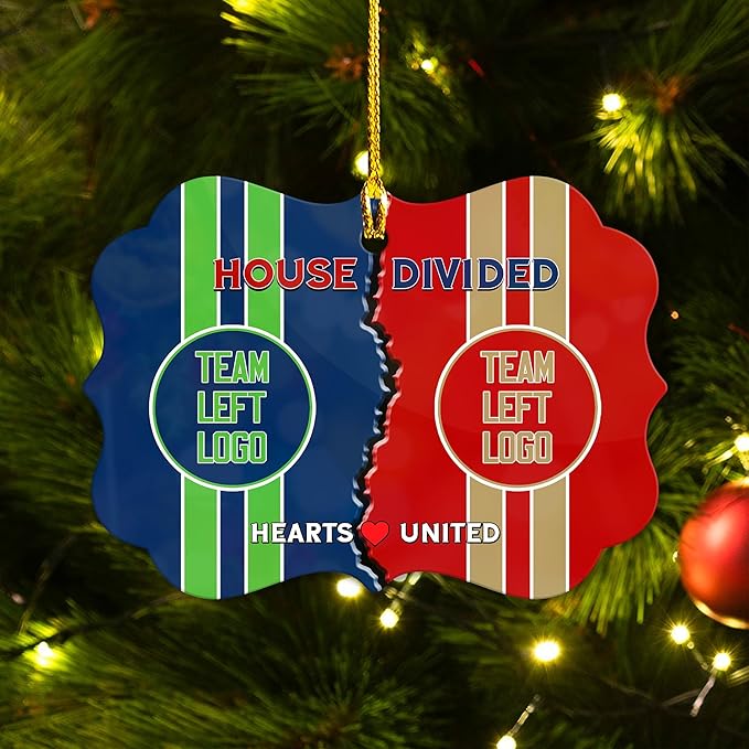 House Divided Aluminum Ornament 2025 - Customized Team Logo Ornament - Football Ornaments Decoration - Sports Personalized Ornaments - Xmas Tree Decor - Gift for Sport Lover
