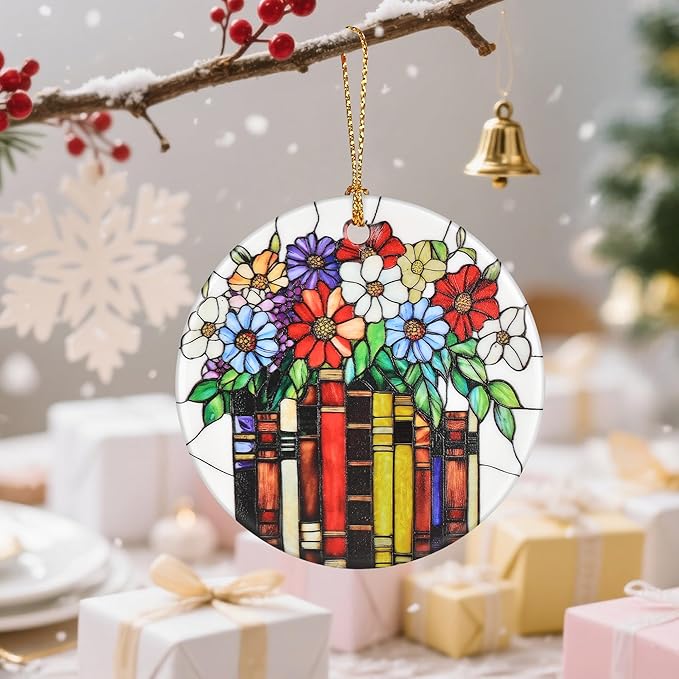 Flower Book Ornament – Christmas Ornament, Christmas Tree Decor, & Perfect Holiday Decor | Book Lover Gift, Bookworm Gifts
