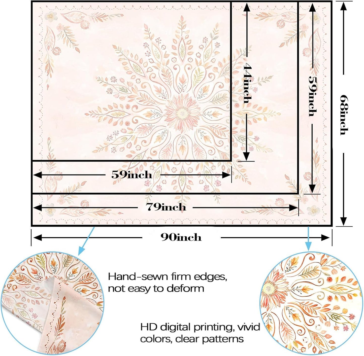 Lunerfex Floral Mandala Tapestry Boho Tapestry for Bedroom Orange Tapestries Wall Hanging Living Room Wall Art and Home Decor 70x90