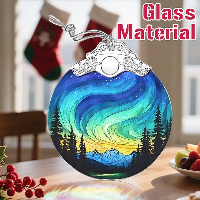 Christmas Ornaments: Stained Glass Ornament, Christmas Tree Ornament, Hanging Ornaments for Home Decor & Xmas Tree Decorations – Holiday Decor, Gifts & Holiday Present - Northern Lights