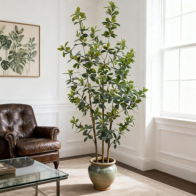 Premium 3 Main Trunks 5 ft Faux Black Olive Tree, Realistic Olive Trees Artificial Indoor, Low-Maintenance Fake Tree, Ideal Artificial Tree for Home Office Décor