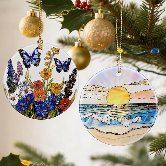 Beach Sunset Ornament, Christmas Ornaments: Christmas Tree Decorations, Holiday Decor, Stocking Stuffers, Gift Ideas, Xmas Gift, Summer Vibes Gifts & Gifts for Beach Lover