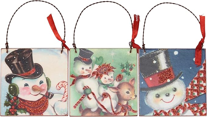 Primitives by Kathy Retro Snowmen Ornament Set