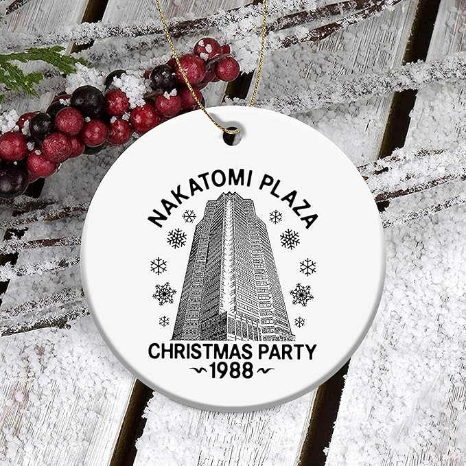 Nakatomi Plaza Ornament - 1988 Christmas Party Hanging Ceramic Ornament - Gifts for Xmas - Movie Ornaments - Tree Decorations