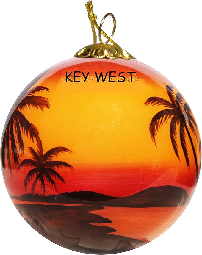 Blown Glass Christmas Ornament | Sunset Palms Key West | Hand Painted Inside | Original Art | Includes Gift Box