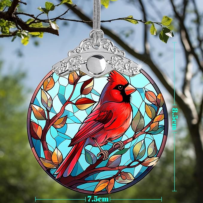 Stained Glass Christmas Ornaments, Jocidea Cardinal Ornaments for Christmas Tree, Christmas Tree Decor, Cardinal Gifts, Holiday Decor