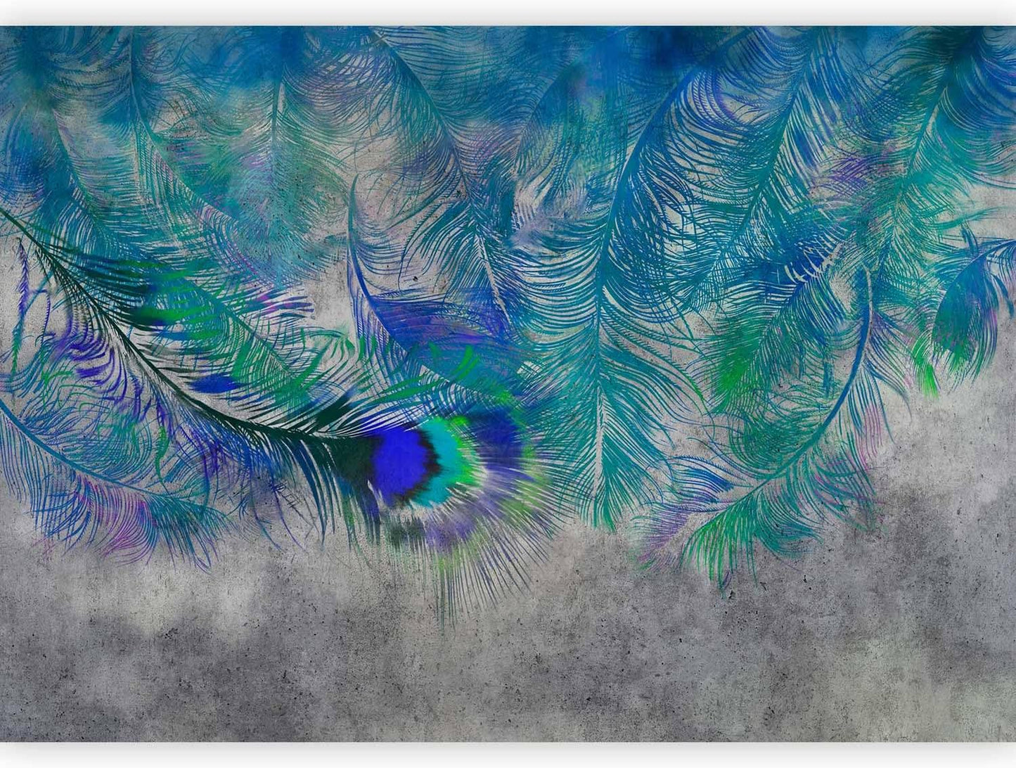 artgeist Wall Mural Cement Feather 118x83 in - XXL Non-Woven Wallpaper Fleece Wall Decor Photo Print Picture Image Design Landscape Colorful Abstract n-A-1488-a-a