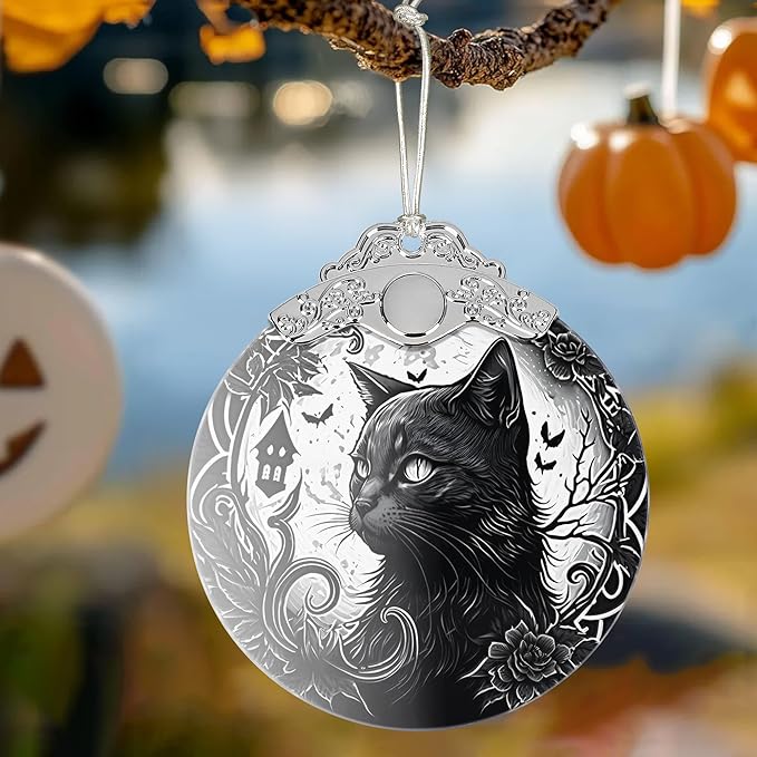 2025 Ornaments for Christmas Tree, Zmoicky Stained Glass Hanging Ornament, Christmas Ornaments Clearance, Gift Exchange Ornament, Bauble Present - Black Cat