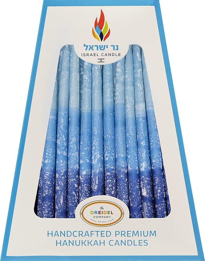 The Dreidel Company Hanukkah Candles Multi Blue Hued Frosted Deluxe Tapered Candles (10-Pack)