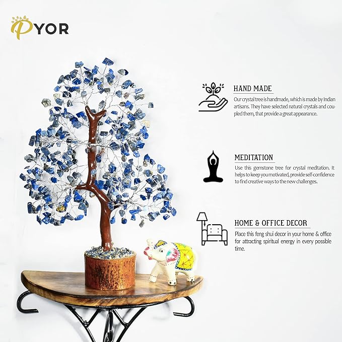 PYOR Lapis Lazuli, Crystal Tree, Stones and Crystals, Reiki Gifts, Positive Energy Crystals, Blue Office Decor, House Warming Gifts, Lapis Lazuli Crystal Stone Tree, Feng Shui, Office Desk Decor