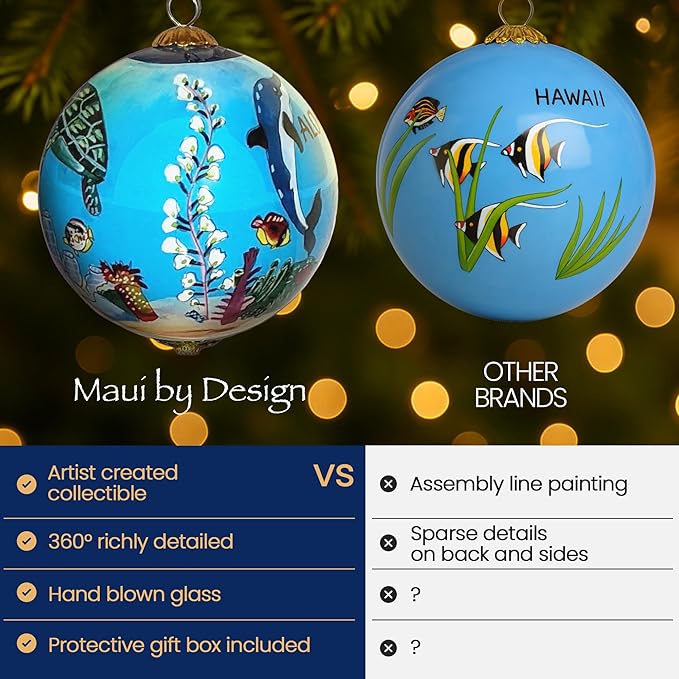 Collectible Handpainted Kissing Turtles and Dolphins Aloha Hawaii Ornament NKD/H