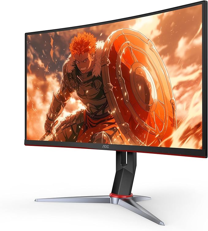 AOC C27G2Z 27" Curved Frameless Ultra-Fast Gaming Monitor, FHD 1080p, 0.5ms 240Hz, FreeSync, 2x HDMI 2.0, 1x Display Port, Height Adjustable, Xbox PS5 Switch Ready, 3-Year Zero-Bright-Dot