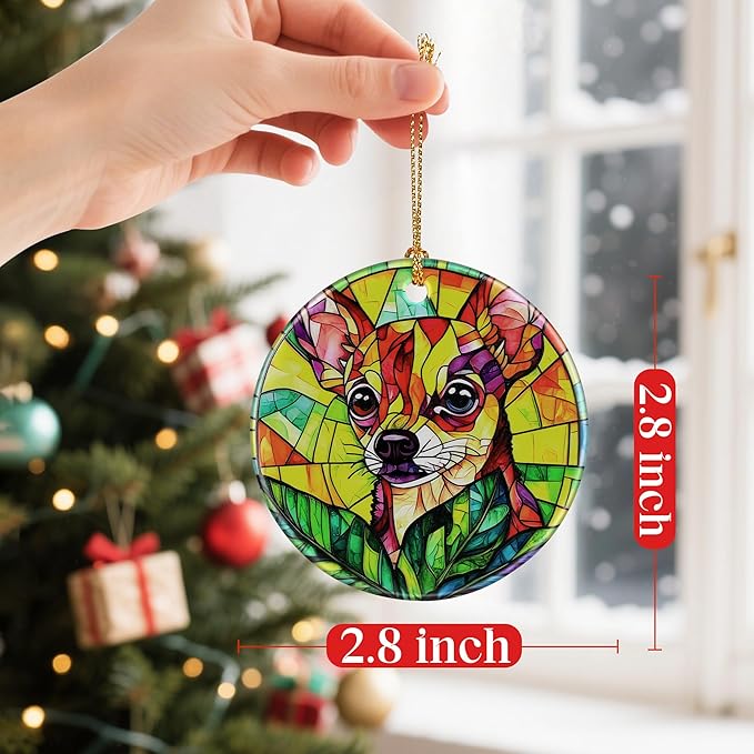 Vibrant Chihuahua Ornaments, Dog Christmas Ornaments: Christmas Tree Decorations, Holiday Decor, Stocking Stuffers, Gift Ideas, Xmas Gift, Gifts for Pet Lover & Gifts for Dog Lover