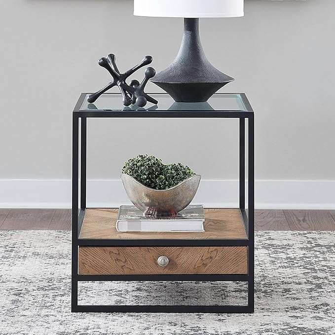 Liberty Furniture Bedford Drawer End Table for Living Room - Weathered Oak