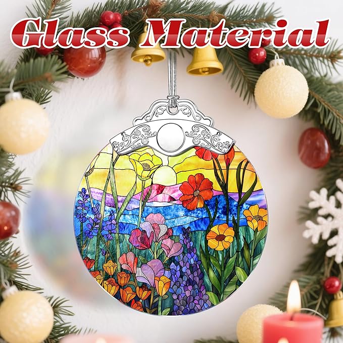 Stained Glass Ornament, Wildflowers Christmas Ornaments, Christmas Decorations for Tree, Holiday Ornament, Flower Themed Gifts, Holiday Party Gifts, Gift Ideas & Xmas Gift