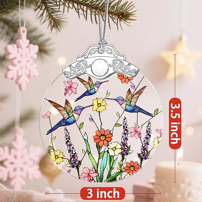 Christmas Ornaments: Stained Glass Ornament, Christmas Tree Ornament, Hanging Ornaments for Home Decor & Xmas Tree Decorations – Exquisite Holiday Decor, Gifts & Holiday Present - Hummingbirds