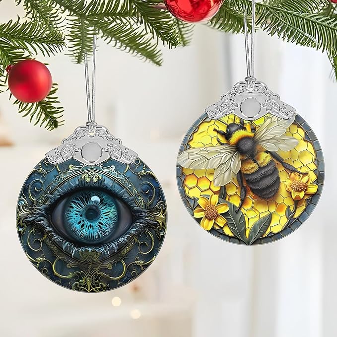 Christmas Decorations Ornaments, Stained Glass Ornament, Christmas Tree Ornaments, 2025 Gift Ornament, Xmas Gift for Friend Family Coworker - Mystical Eye