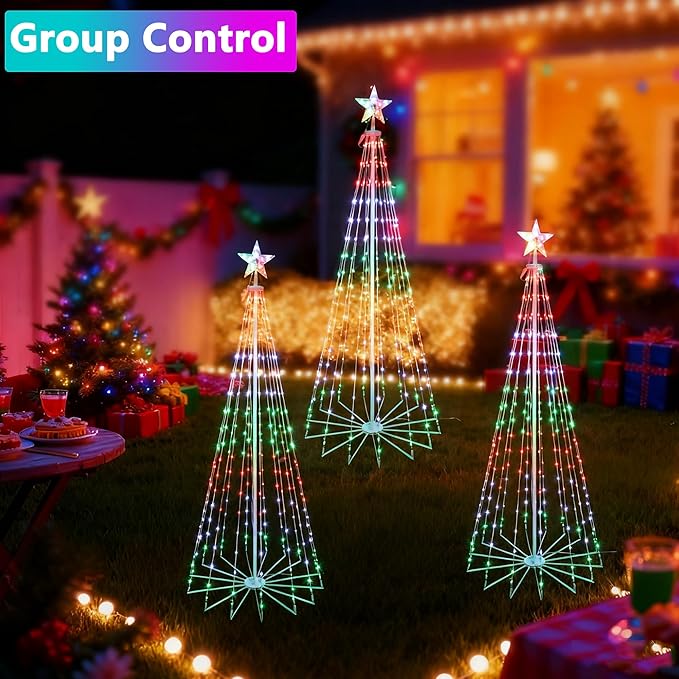 Joomer Christmas Tree Star Lights, 8FT 340LED Smart Orange Purple Light with Remote Timer Music Sync Bluetooth App Controlled RGB Color Changing Lights for Christmas Halloween Decoration