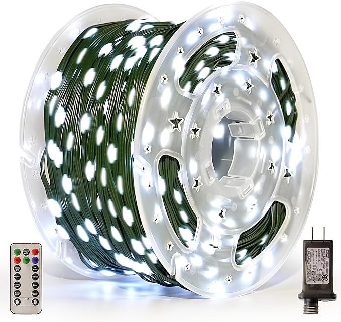 Christmas Lights 1200 LED 394 FT, IP67 Waterproof Christmastree Lights with 8 Modes, Remote Control 3 Timers & Memory Function Xmas Decorations for House and Holiday (Cool White)