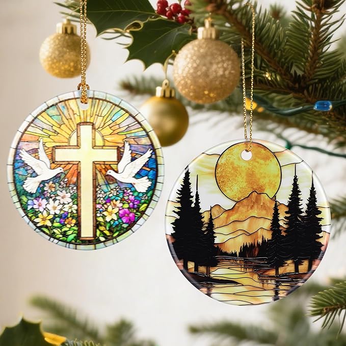 Mountain Sunset Christmas Ornaments: Christmas Tree Ornaments, Holiday Decor for Nature Lovers, Stocking Stuffers, Gift Ideas, Xmas Gifts & Rustic Cabin Decor Gifts