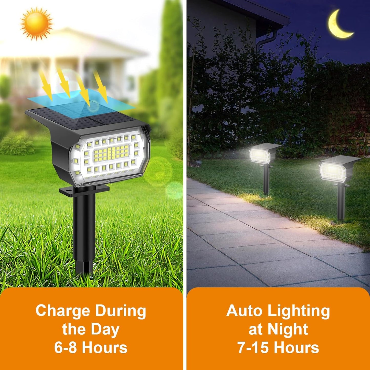 LANSOW Solar Spot Lights Outdoor, [8 Pack/57 LED] 2-in-1 Solar Landscape Spotlights, 3 Modes IP65 Waterproof Dusk to Dawn Solar Powered Flood Wall Lights for Outside Yard Garden Pathway(Cool White)