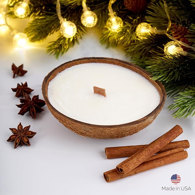 – Scented Candles Clearance | Coconut Candle with Crackling Wooden Wick | Candles for Home Scented & Candle Décor (Cashmere)