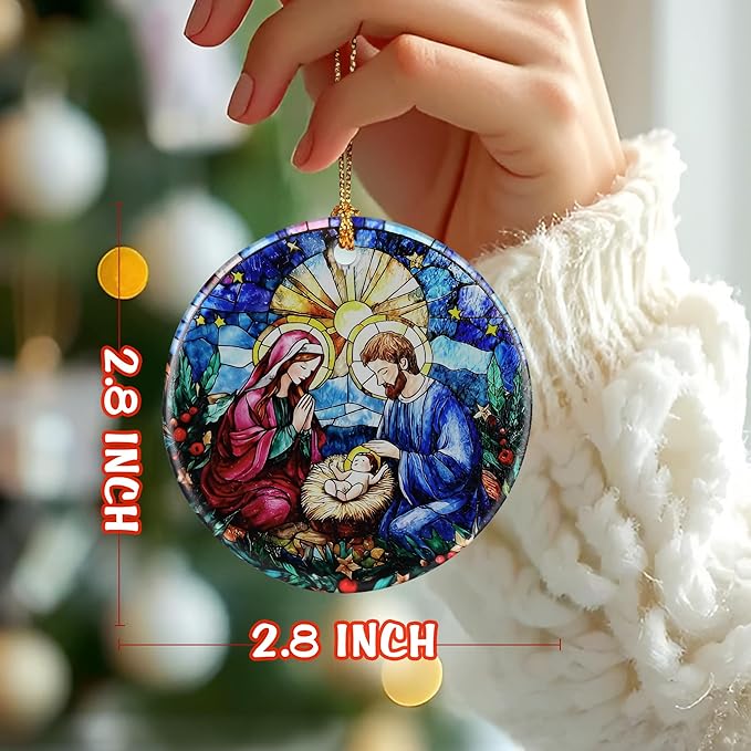 Nativity Scene Ornament: Christmas Ornaments, Religious Christmas Decorations for Tree, Catholic Ornament & Christian Holiday Decor | Religious Gifts, Christian Gifts - Design D