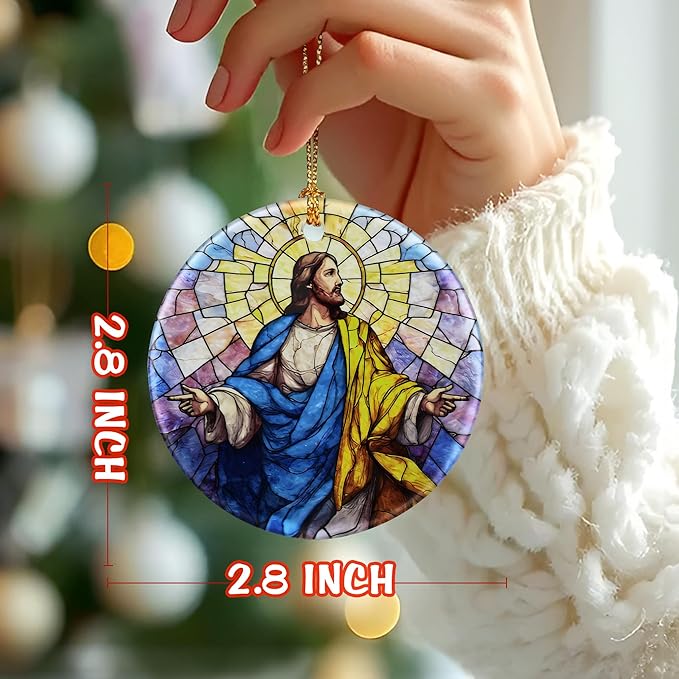 Jesus Christ Ornament: Christmas Ornaments, Religious Christmas Decorations for Tree, Catholic Ornament & Christian Holiday Decor | Religious Gifts, Christian Gifts - Design C