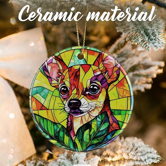 Vibrant Chihuahua Ornaments, Dog Christmas Ornaments: Christmas Tree Decorations, Holiday Decor, Stocking Stuffers, Gift Ideas, Xmas Gift, Gifts for Pet Lover & Gifts for Dog Lover