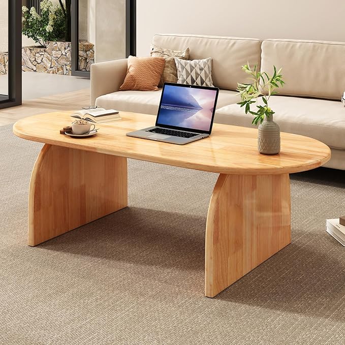 Solid Wood Coffee Table, 39″ Rectangular Center Tables, Modern Coffee Tables for Living Room, Low Cocktail Tea Furniture for Home Office