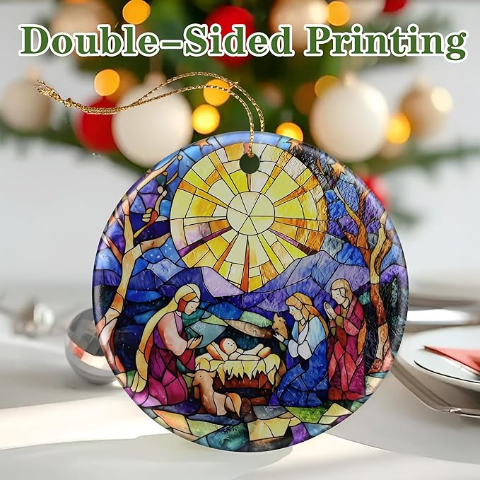 Nativity Scene Ornament: Christmas Ornaments, Religious Christmas Decorations for Tree, Catholic Ornament & Christian Holiday Decor | Religious Gifts, Christian Gifts - Design B