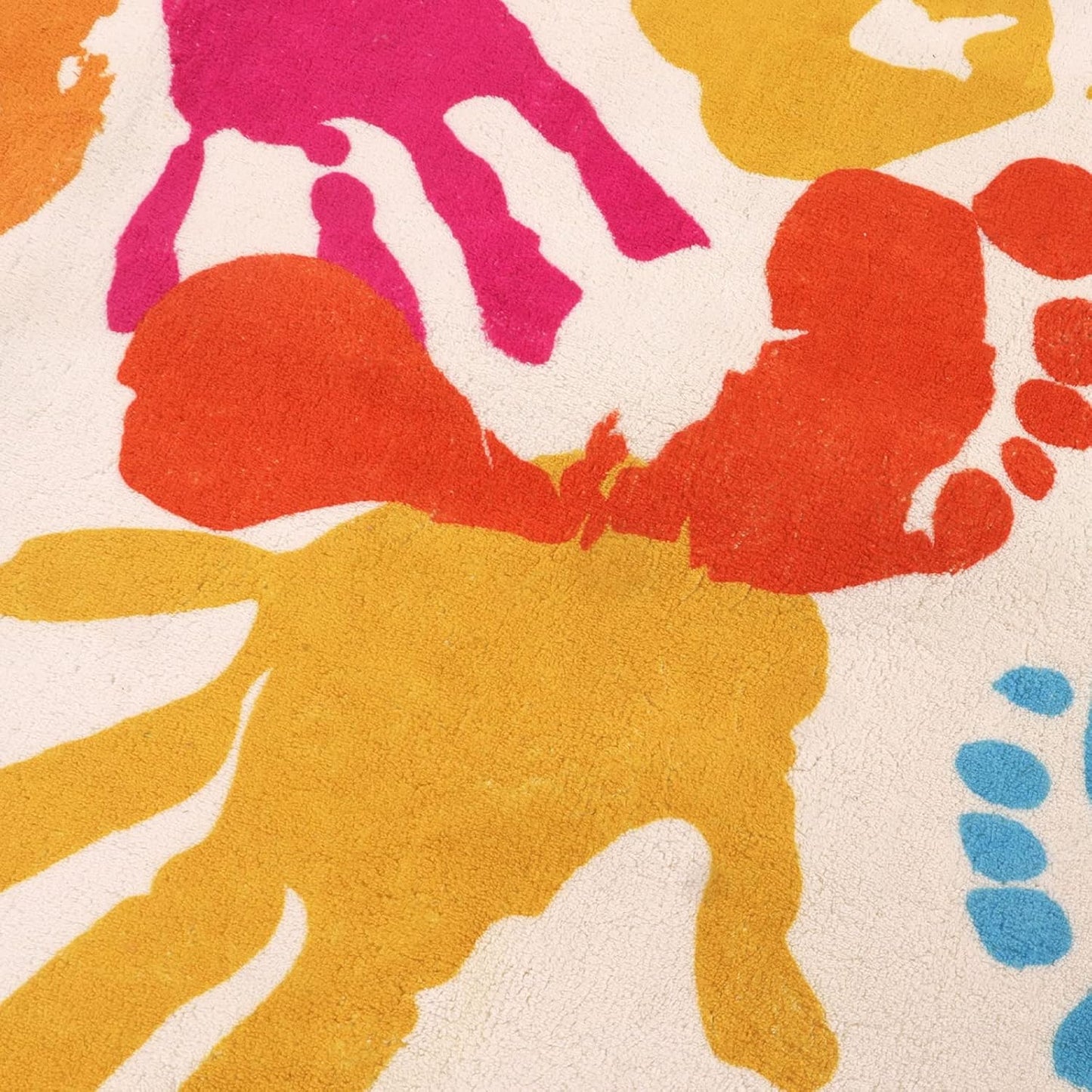 STARUIA Large Kids Rug for Playroom, 8'x10' Handprints and Footprints Colorful Rug for Classroom, Non-Slip Washable Rugs for Nursery, Soft Throw Carpet Indoor Playmat for Kids Room Dorm Bedroom