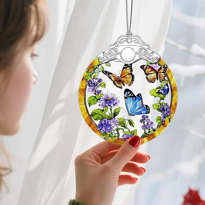 Christmas Ornaments: Stained Glass Ornament, Christmas Tree Ornament, Hanging Ornaments for Home Decor & Xmas Tree Decorations – Holiday Decor, Gifts & Holiday Present - Monarch Butterfly