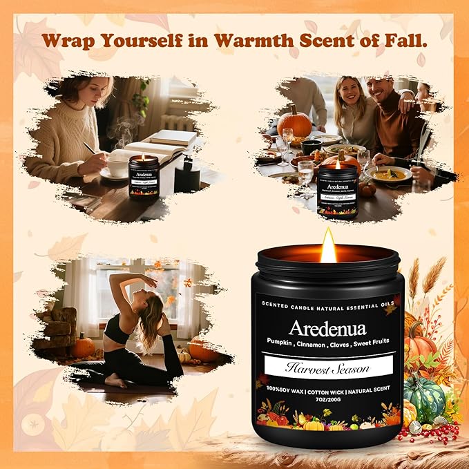 Harvest Season Candle – Warm Holiday & Winter Cozy Aroma, Hand-Poured Soy Candle for Christmas Home Décor & Cozy Seasonal Gifting