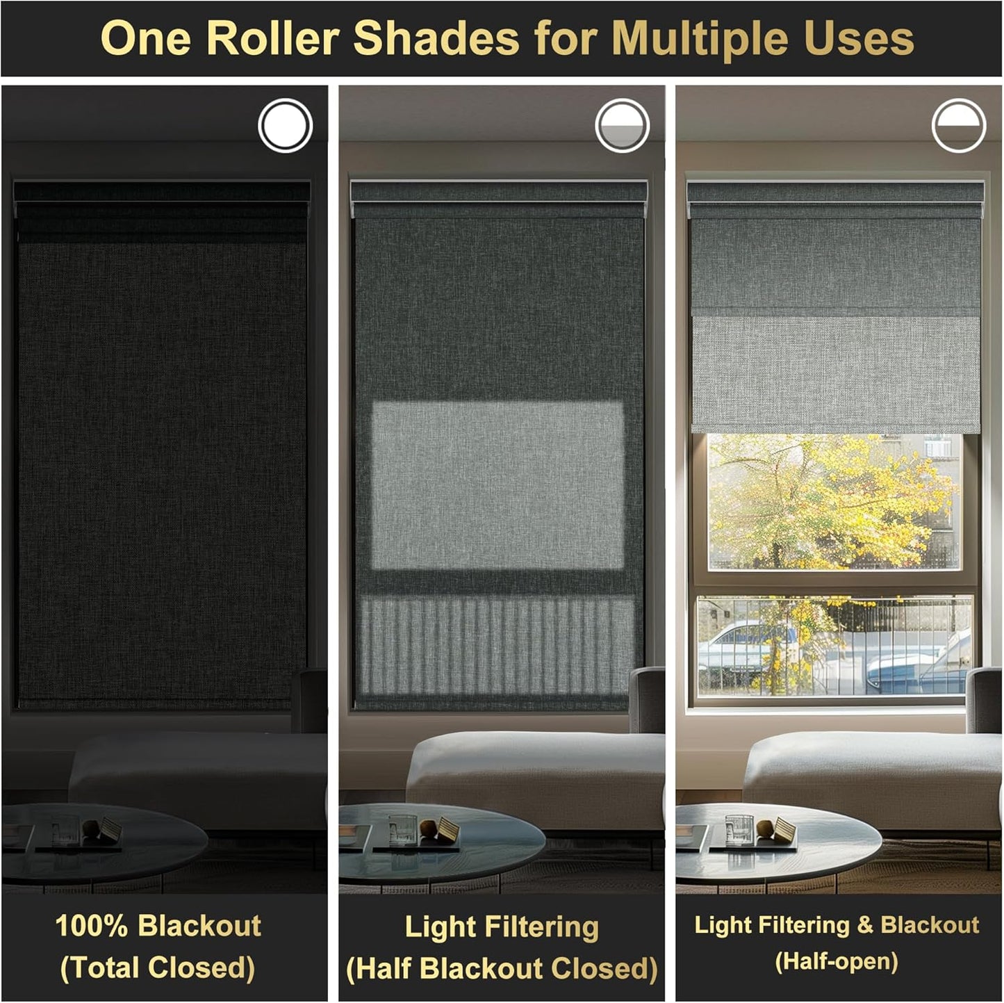 BERISSA Cordless Dual Roller Shades with Cassette Valance,Double Window Shades Blackout and Light Filtering Shades,Day and Night Roller Shades for Home Office Door.Linen Grey.28 W x 86" H