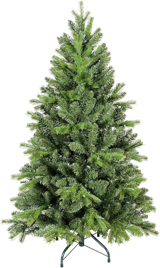 5ft Artificial Christmas Tree Green Spruce Slim Christmas Tree Unlit with 725 Pe & PVC Branches Tips Easy to Assemble for Home Holiday Outdoor Decor