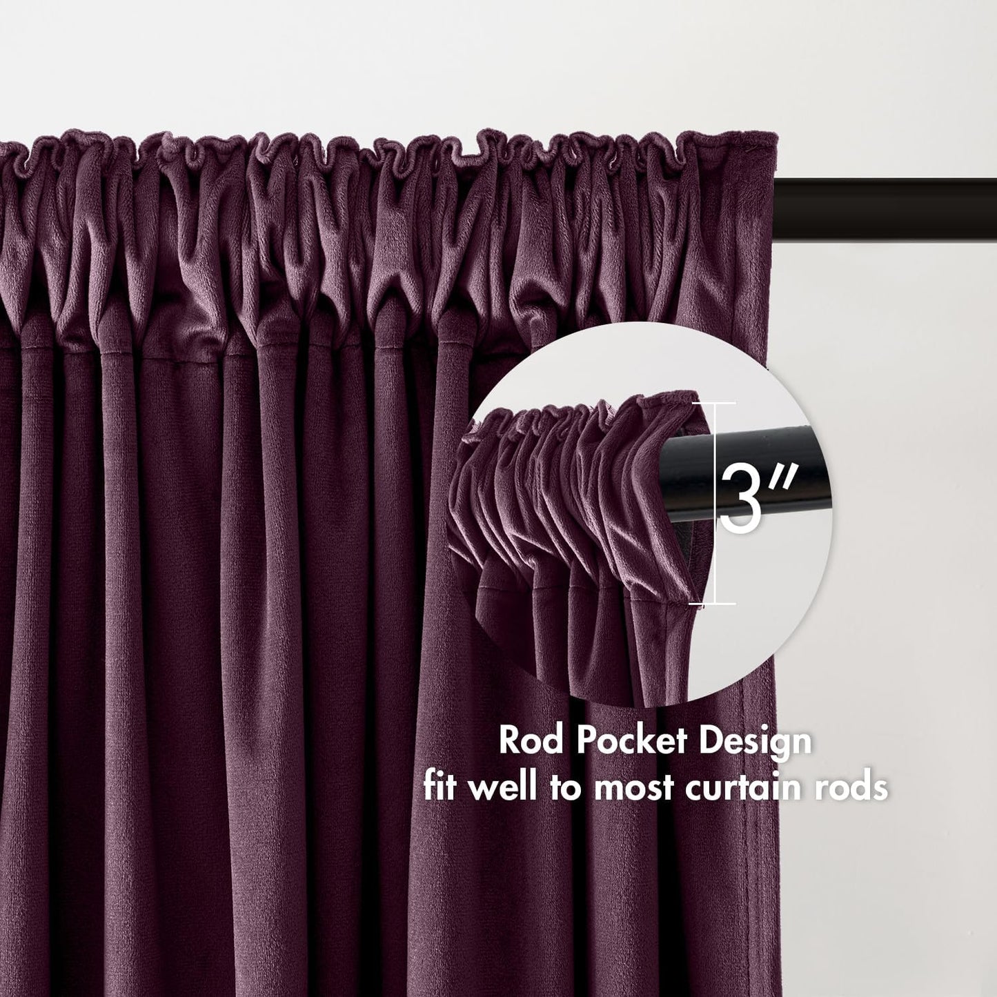 MIULEE Purple Orchid Velvet Curtains Thermal Insulated Blackout Curtain Drapes for Bedroom Living Room Darkening 84 Inches Long Curtains Panels Rod Pocket Set of 2