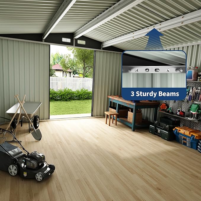 6x8 FT Metal Storage Sheds Outdoor, Metal Yard Sheds MetalGarden Shed Kit, MetalTool Shed with Lockable Door, Utility Buildings with Air Vent for Backyard Garden Patio Lawn