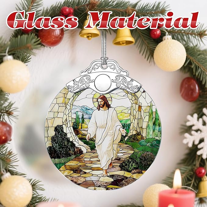 Religious Christmas Ornaments, Stained Glass Jesus Ornament, Christmas Tree Ornaments, Holiday Decorations, Christian Gifts, Religious Gift, Holiday Party Gifts, and Xmas Gift Ideas - Jesus