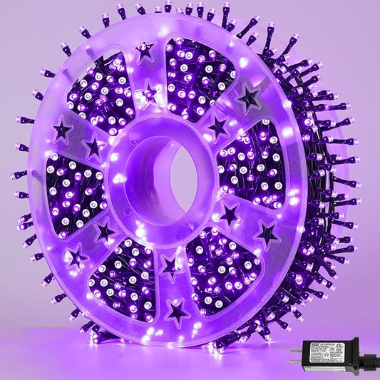 YEGUO 165ft 500 LED Christmas Lights Outdoor Waterproof, Purple String Lights Plug in, Twinkle Christmas Tree Lights Indoor with Timer Memory 8 Modes
