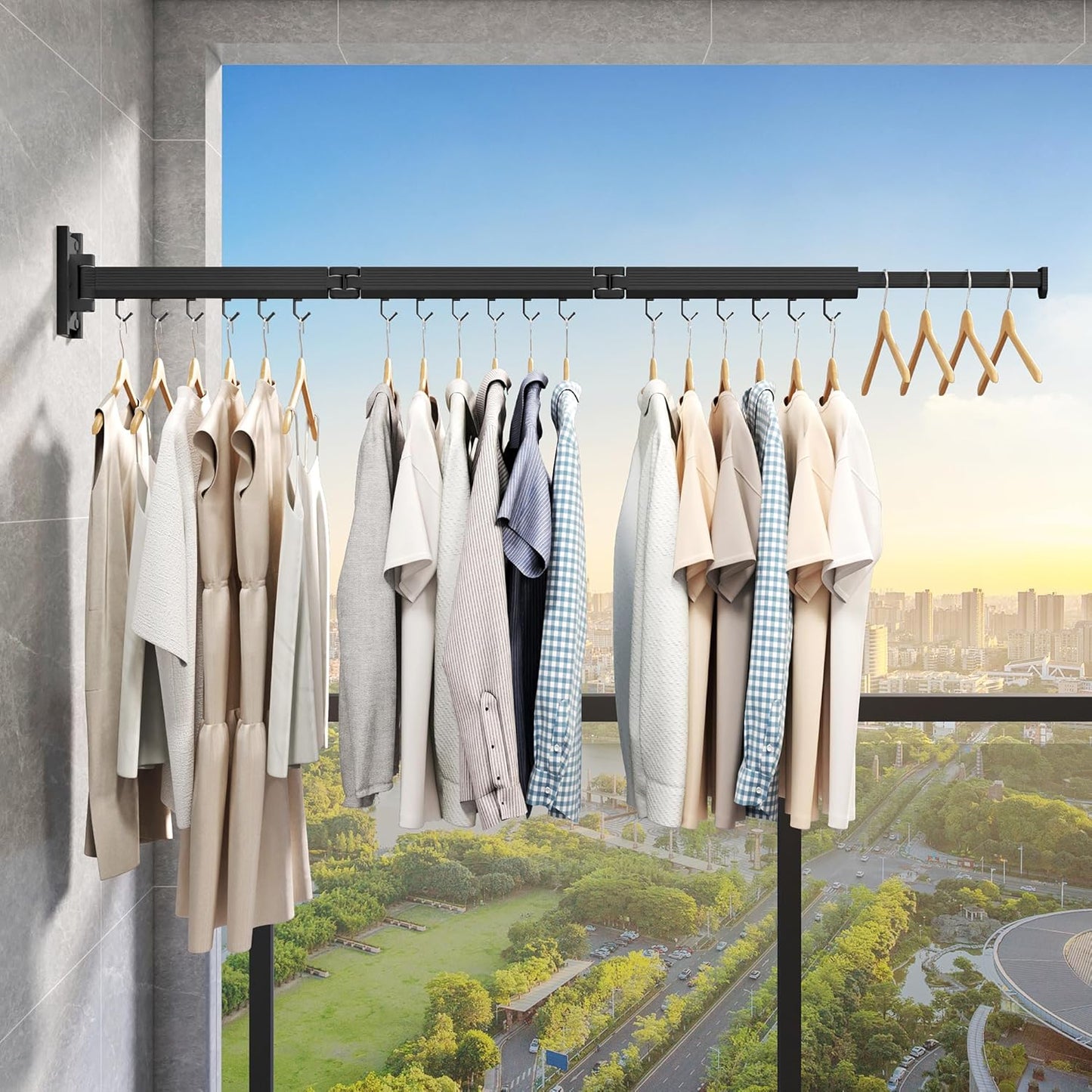 Wall Mounted Clothes Drying Rack, Collapsible Laundry Drying Rack, Retractable Foldable Drying Rack Clothing for Hanging Clothes