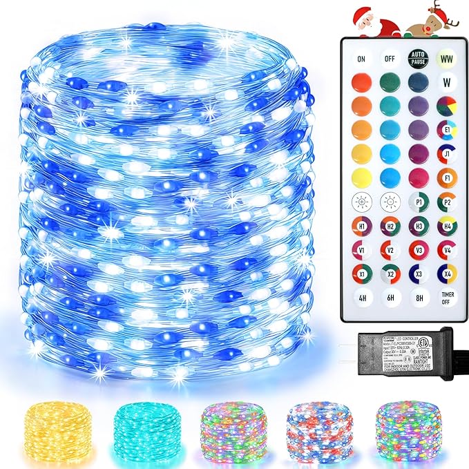 Lovelite 400 LED Christmas Fairy Lights Color Changing, 131 FT 35 Colors String Lights with Remote Silver Wire, Waterproof Fairy Light Plug in for Halloween Xmas Party Bedroom Wedding Indoor Decor