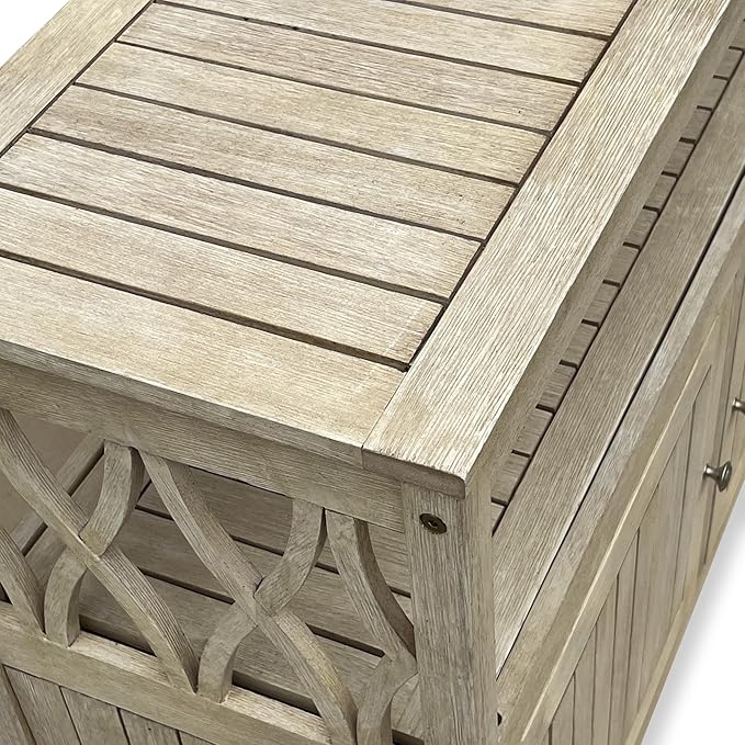 DTY Outdoor Living Longs Peak Eucalyptus Wood Sideboard Table, Outdoor Buffet Cabinet with Storage, Biscotti Weather-Resistant Finish